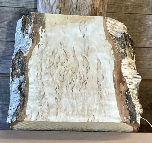 Kort, tjock masurbjörksbräda, okantad, hyvlad, 270x300x95 mm - Bild 2